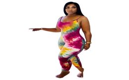 Tie Dye Print Bodycon Jumpsuit Women Summer 2020 Sexy Sportswear Fitness Sleeveless Leggings Rompers Womens Jumpsuit Club Outfit T9786348