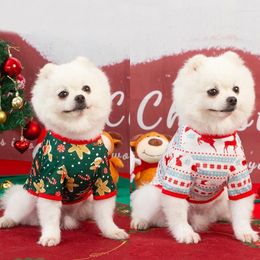 Dog Apparel Pet Dogs Christmas Shirts Small Medium Xmas Vests Cartoon Elk Gingerbread Man Printed Clothes Puppy Kitten Holiday Costumes