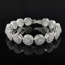 Bangles Luxury 17cm 19cm Length Silver Colour CZ AAA Zircon Bracelets Bangles for Women Wedding Christmas Gifts Jewellery S810