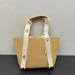luxury woven bag designer handbag New Summer Vegetable Basket Straw Woven Bag Inner Tank Shoulder Bag Hand Bag Underarm Bag Size 30*23CM Three Colours Available