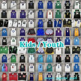 Kids Youth Basketball Jerseys James 3 Allen 1 Derrick James Curry Iverson Rose Pippen James Rodman 23 Michael Johnson 0 Jayson Tatum Bird Kevin Pierce Duncan Garnett