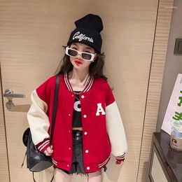 Jackets Autumn Teenage Girls Baseball Jacket Korean Childrens Coat Uniform Young Kids Clothing