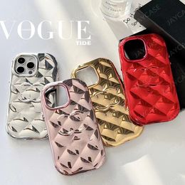 Luxury Metal Plating 3D Letters Phone Cases For IPhone 15 Pro Max 14 13 Case Fashion Glossy Pink Phonecase For Women Shockproof Cover Shell -5