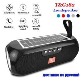 Speakers Wireless TG182 Stereo Music Box Solar charging Bluetoothcompatible Speaker Outdoor Boombox Loudspeaker Waterproof AUX FM radio