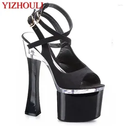 Dance Shoes 18cm Summer Women Genuine Leather High Heels Sandals Fish Head Roman