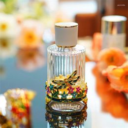 Storage Bottles H&D 18ml Empty Glass Spray Perfume Bottle With Dragonfly Decoration Vintage Refillable Portable Travel