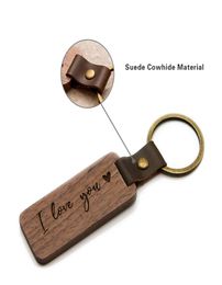 Luxury Quality Wooden Blank Keyring Straps Christmas Gift Metal Key Ring Wood Leather Keychain Custom Logo2155953