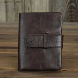 Money Clips Retro genuine leather mens wallet luxurious soft denim mens coin business card holder fashionable short clip L240402