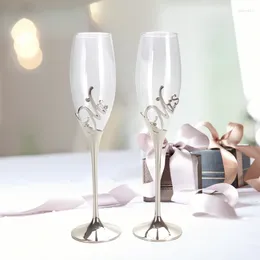 Wine Glasses LASODY Crystal Champagne Flutes Silver Wedding Mr & Mrs Toasting Cups Gift Sets For Couples Engagement