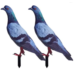 Garden Decorations 2 Pcs Outdoor Decor Simulated Pigeon Ground Plug Yards Stake Sign