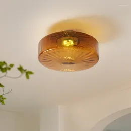 Ceiling Lights Retro LED Light Corrugated Round Glass Bedroom Living Room Dining
