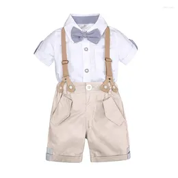 Clothing Sets HOOYI 2024 Summer Boys White Shirts Toddler Short Pants Children's Kids Suits Baby Outfits Infant Overalls