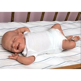 19inch Full Body Silicone Reborn Baby Doll Already Painted Sleeping April Lifelike Soft Touch Bath Toy 3D Skin 240325