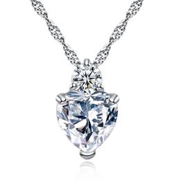 YHAMNI Heart Pendant Necklace 925 Sterling Silver Women Necklaces Wedding Diamond Crystal Collares Colar Jewerly XN291639156