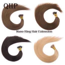 Extensions Straight Nano Rings Human Hair Extension Machine Remy Micro Beads Ring Hair Extensions 0.8g/1g/Strand 1226Inch Natural Colour