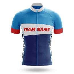 Men Short Sleeve Cycling Jersey Custom Team Name Logo Clothes Summer Breathable Training Bicycle Ride Tops Road Bike Sport Shirt