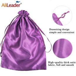 custom logo Silk Satin Wig Bags Hair Storage Bags for Packaging Wigs/Bundles/Hair Extensions Large Satin Bags Drawstring bags