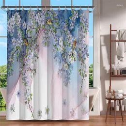Shower Curtains Marble Curtain Flower Butterfly Bath Waterproof Polyester For Bathroom 180x200 Floral Screen