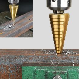 Core Drill Bit Step Cone Centre Drill HSS Titanium Coated Step Drill Wood Set Power Tools for Metal High Speed Steel Hole Cutter