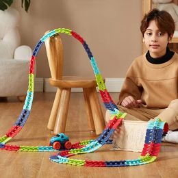 Anti-gravity Assembled Montessori Track Car Toys Kids Electric Roller Coaster Zero Gravity flexible Track Car Set Gift Children