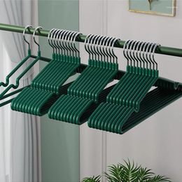 Hangers 5PCS Anti Slip Hanger Dark Green Iron Impregnated Plastic Seamless Household Dormitory Students Storage Tools TMZ