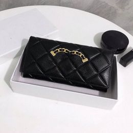 Luxury Triple Fold Women Designer Wallet Gold Hardware Flap Cover Evening Clutch Trend Coin Purse Leather Diamond Checkered Emblem Card Holder Key Pouch Sacoche