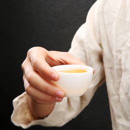 Ivory White Porcelain Dehua Pure White Ceramic Tea Cup Kung Fu Tea Set Cup Master Single Cup Custom Daifa
