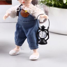 1:12 Dollhouse Miniature Portable Mini Vintage Retro Black Kerosene Lamp Horse Lamp Model For Doll Furniture Baby Gift Toy Decor