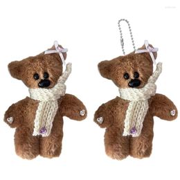 Keychains Sweet Scarf Bear Hair Side Clip Handmade Plush Hairpin Accessories Girl Women Brown Elegant Barrettes