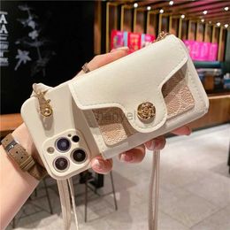 Cell Phone Cases Leather Coin Purse Girl Wallet Card Holder Case For iPhone 15 14 12 13 11 Pro XR X XS Max mini 6 6s 7 8 Plus SE Cover With Strap 2442