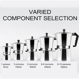 Coffee Maker Aluminum Mocha Percolator Pot High Quality Espresso Coffee Pots 1Cup/3Cup/6Cup/9Cup/12Cup Stovetop Coffee Maker