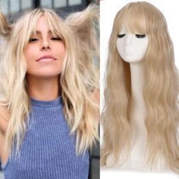 Wigs SHANGKE Synthetic Blonde Long Wavy Women Wig with Bangs Heat Resistant Cosplay Wig for Women African American