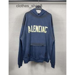 Adhesive Hoodies Paris High balencigs Version Long Sleeved Hoodie Men Sweaters b Sweater Family Loose Hooded Tape Casual Paper Letter Printing Unisex LHB3