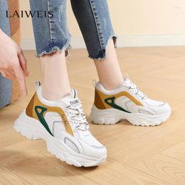 Casual Shoes Mix Colour Women's Chunky Platform Sneakers 2024 Spring Breathable Vulcanize Female Lace-Up Thick Sole Walking Woman