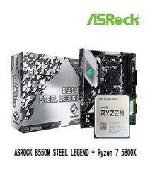 Motherboards Ryzen 7 5800X R7 CPU ASROCK B550M STEEL LEGEND Motherboard Suit Socket AM4 But Without CoolerMotherboards1627409