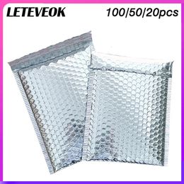 100/50/20Pcs Aluminized Silver Bubble Mailer Bubble Padded Mailing Envelopes Mailer Poly for Packaging Self Seal Bags 240322