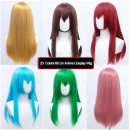 Wigs DIFEI 24 inch synthetic long cosplay wig for women blonde red pink Grey purple for straight anime hair halloween party hair