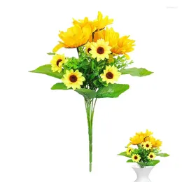 Decorative Flowers Yellow Silk Artificial Sunflower Realistic Long Stem Faux Wedding Decoration Simulation Flower Table Decor