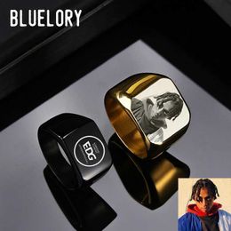 Band Rings Blueory Personalized Stainless Steel Laser Engraving Name Photos Customized Mens Rings Boyfriend Cool Jewelry