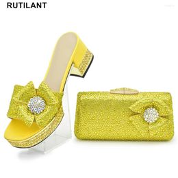 Dress Shoes Latest Design Italian With Matching Bags High Quality Nigerian Women Wedding And Bag Set Decorated Rhinestone