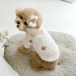 Dog Apparel Embroidered Bear Clothes Teddy Winter Warm Sweater Plush Than Pullover Soft Two Legged