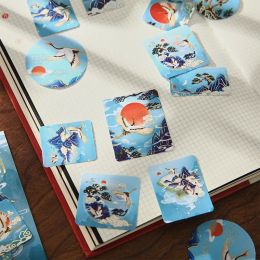 30PCS Vintage Flying Cranes Decorative Sticker Retro Chinese Style Scrapbooking Material Label Diary Cup Journal Planner