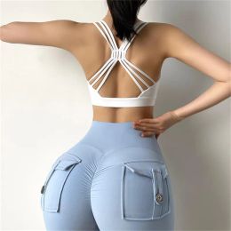 Bras High Stretch Sexy Yoga Crop Top Sports Wear For ladies Gym Shockproof Running Sport Bra Push Up Fitness workout Vest