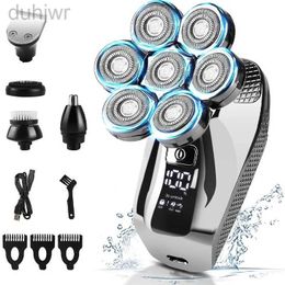 Electric Shavers 5 in1 Head for Men 7D Cordless Bald Shaver Wet Dry Waterproof Razor with LED Display Grooming Kit 2442