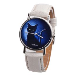 Ladies Woman Cool Wrist WatchesStarry Cat Pattern Belt Watches Montre Femme Quartz Women Watch Clock Reloj Mujer Elegant Reloj