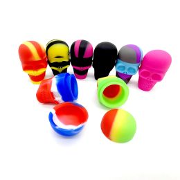 wholesale Silicone Wax Dab Containers 3ml 15ml 500ml Skull Shape Dry Herb Box Trays Tool Jars Concentrate Box Oil Storage Container LL