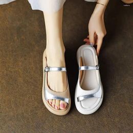 Slippers High Quality Retro Round Toe Shoes Open Flip Flops For Women Wearing Casual Thick Sole Sandals Comfortable