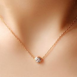 Simple Circular 6mm AAA Zircon Small Pendant Necklace for Women's Popular Zircon Jewellery Wholesale