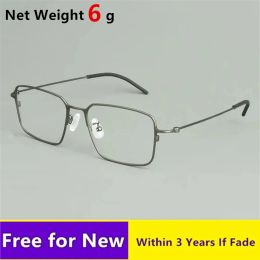 Rhyzem Designer Glasses Frame for Men Air Nose Pads No Pressure Men's Optical Eyeglasses Ultralight Titanium Eyewear 6g KMN504