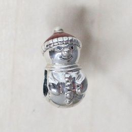 S925 Sterling Silber Schneemann und Weihnachtsmütze Anhänger Passende Passform Anhänger Perlenarmband Schmuck 798478C01 Modischer Geschenkanhänger